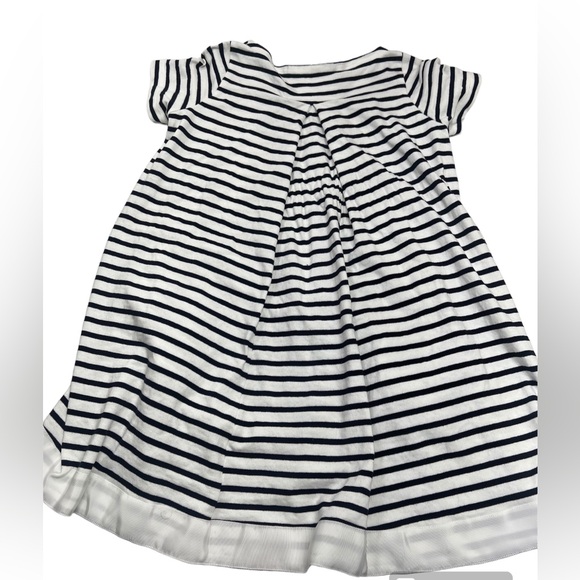 Sacai Luck Dixie Stripe Cotton Dress White Navy Size Small Tunic With Pockets - Picture 2 of 12